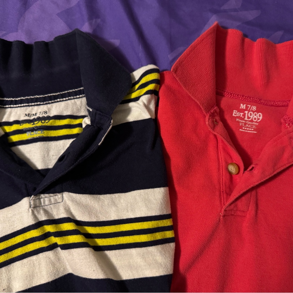 EST 1989 Boys Polo Size M (7/8) lot of 2 red and striped